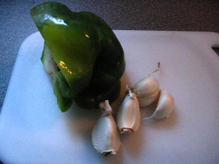 green pepper and garlic